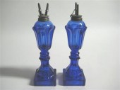Pair of cobalt blue pressed "l