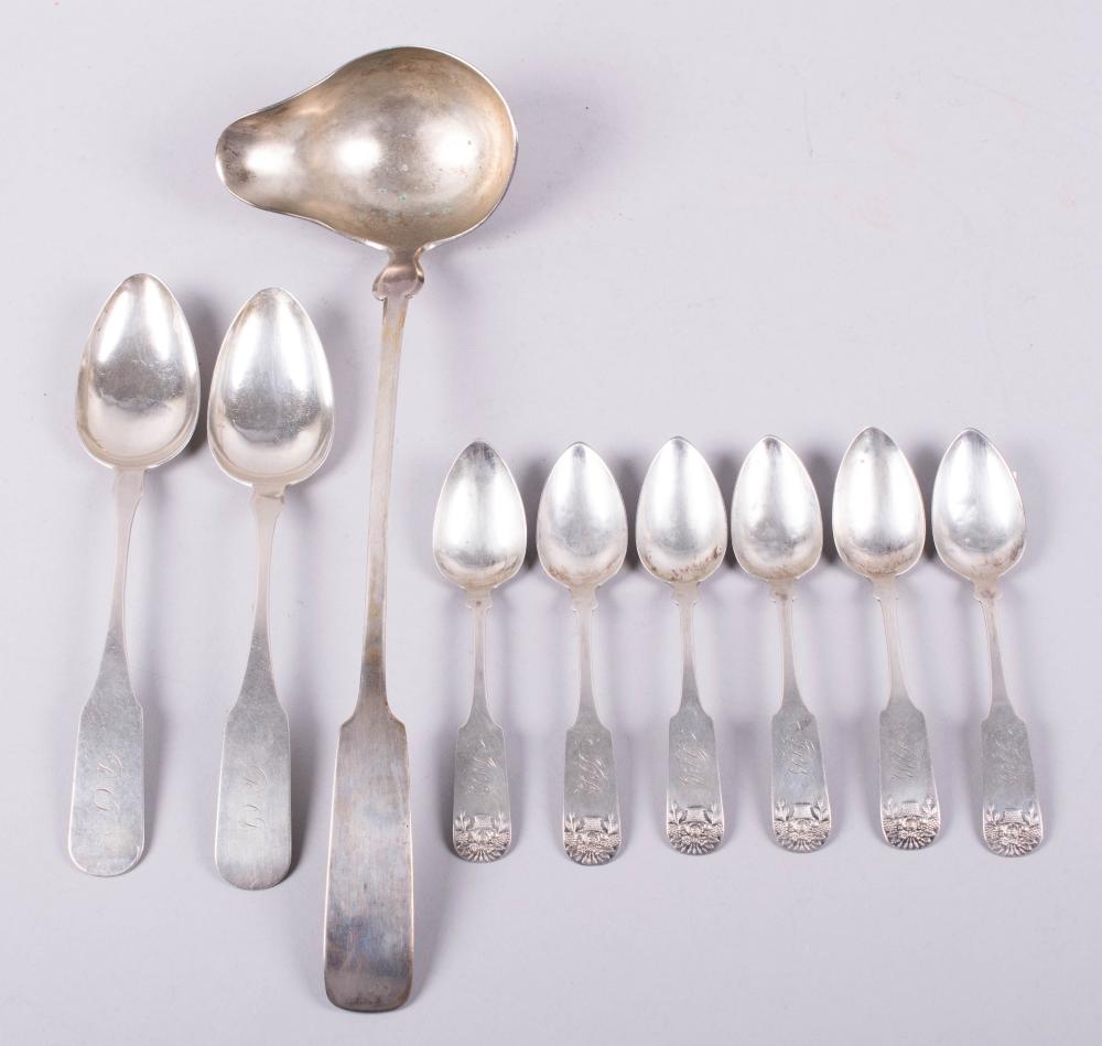 PAIR OF COIN SILVER 'FIDDLE'