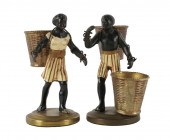 PAIR OF COLD PAINTED BRONZE FI