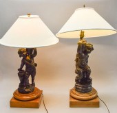 PAIR OF COMPOSITION CHERUB LAM
