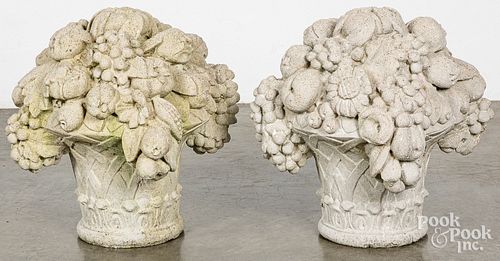PAIR OF CONCRETE GARDEN BASKETSPair