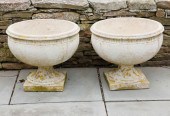 PAIR OF CONCRETE GARDEN URNSPa