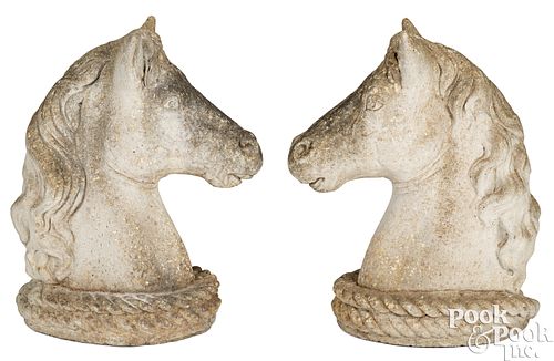 PAIR OF CONCRETE HORSE-HEAD