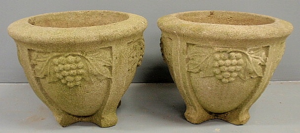 Pair of concrete planters with