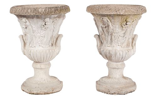 PAIR OF CONCRETE URN FORM