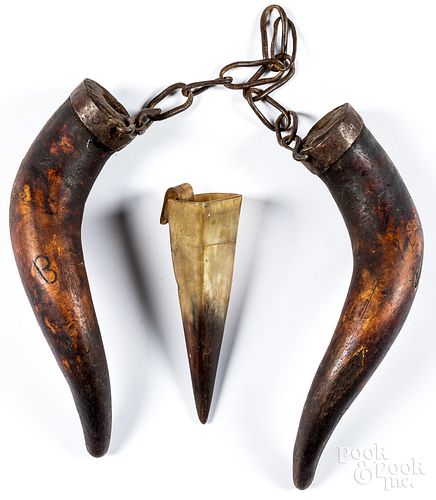 PAIR OF CONESTOGA WAGON COW HORN