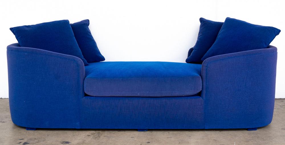 PAIR OF CONTEMPORARY BLUE FABRIC