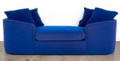 PAIR OF CONTEMPORARY BLUE FABR