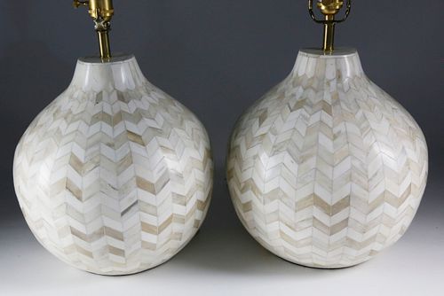 PAIR OF CONTEMPORARY BONE CHEVRON