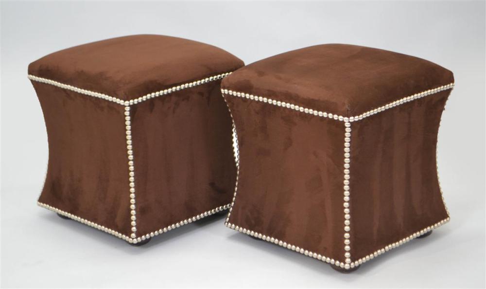 PAIR OF CONTEMPORARY BRASS BUTTONED