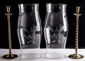 PAIR OF CONTEMPORARY ETCHED GL