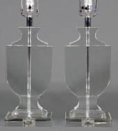 PAIR OF CONTEMPORARY GLASS URN