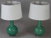 PAIR OF CONTEMPORARY GREEN CER