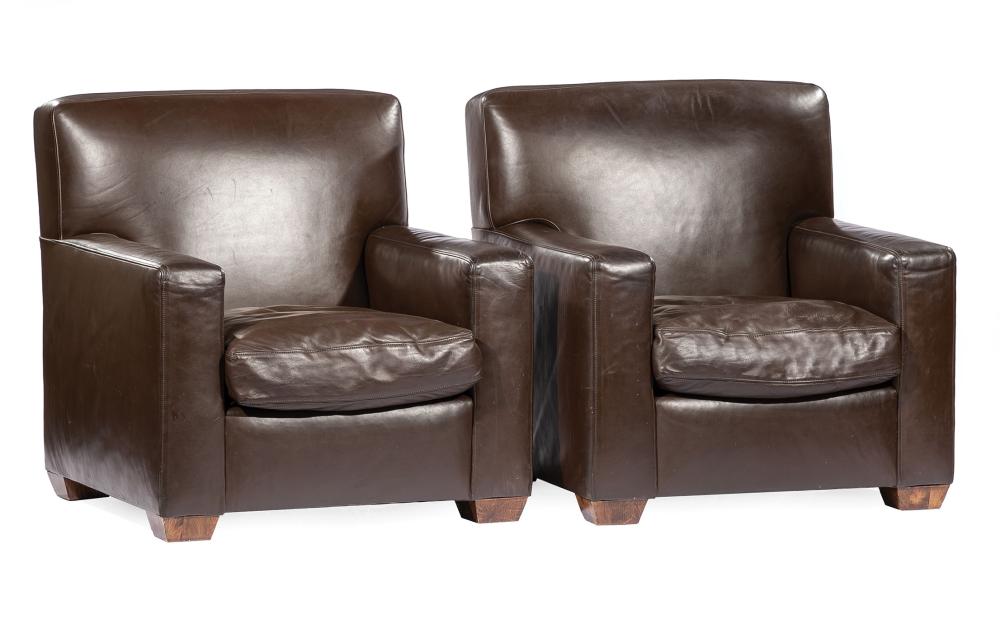 PAIR OF CONTEMPORARY LEATHER CLUB