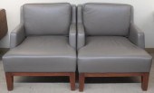 PAIR OF CONTEMPORARY LEATHER U