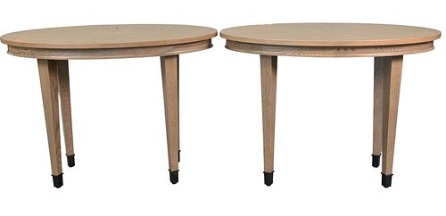 PAIR OF CONTEMPORARY OVAL TABLES,