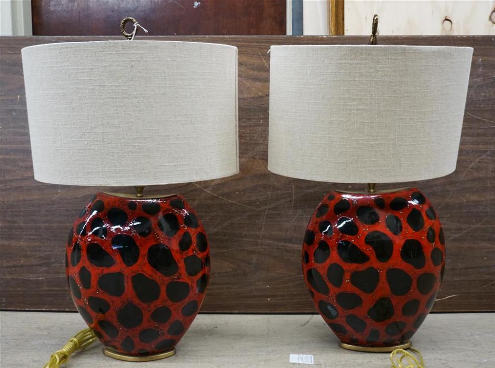 PAIR OF CONTEMPORARY RED AND