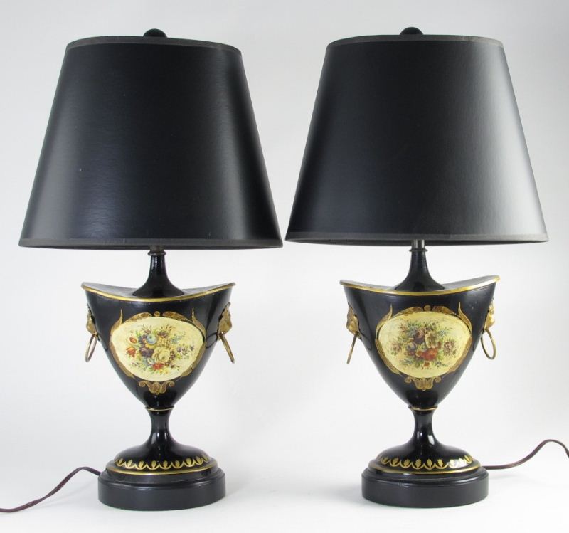 Pair of Contemporary Tole Urn