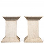 PAIR OF CONTEMPORARY TRAVERTIN