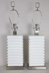 PAIR OF CONTEMPORARY WHITE CER