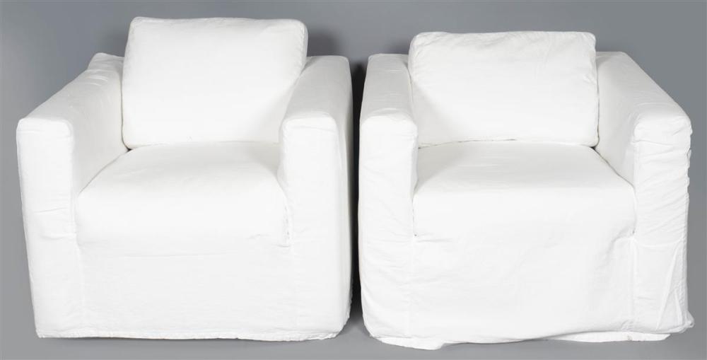 PAIR OF CONTEMPORARY WHITE LINEN