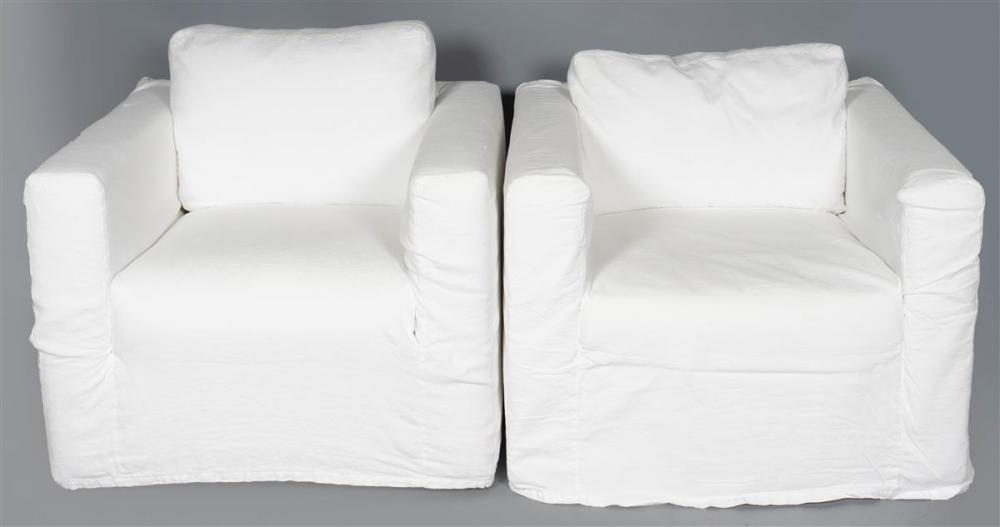 PAIR OF CONTEMPORARY WHITE LINEN