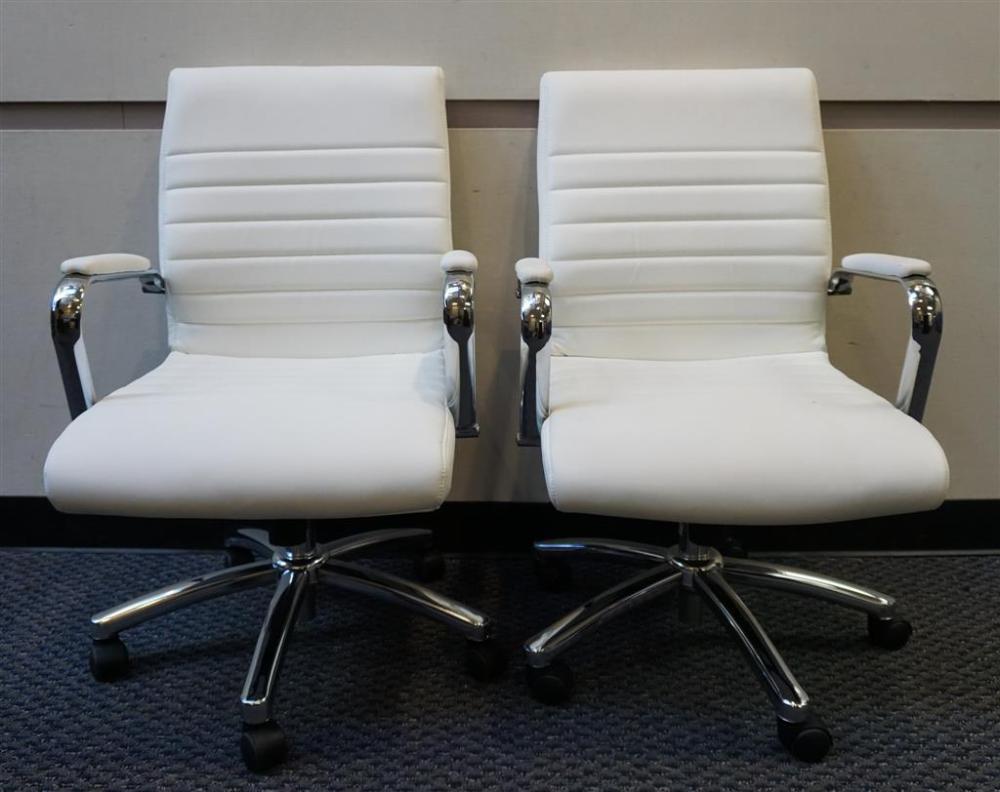 PAIR OF CONTEMPORARY WHITE VINYL