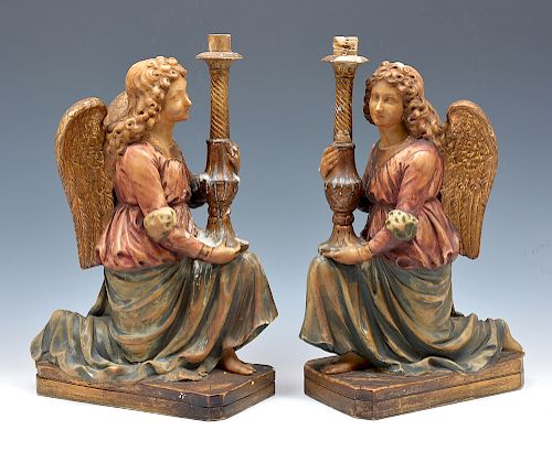 PAIR OF CONTINENTAL ALABASTER AND