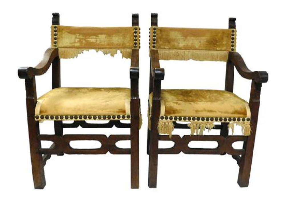 PAIR OF CONTINENTAL ARMCHAIRS,