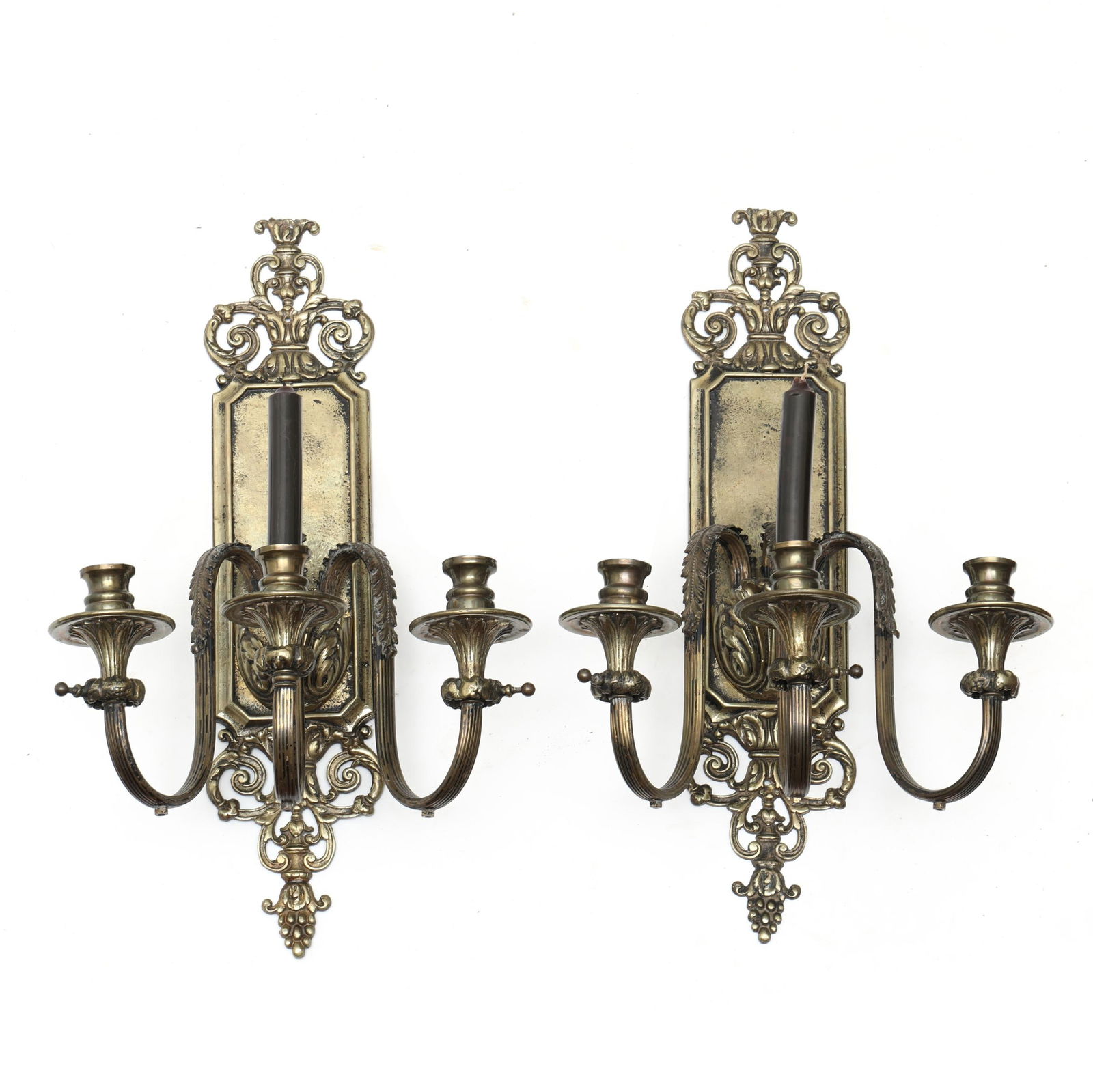 PAIR OF CONTINENTAL BRASS THREE