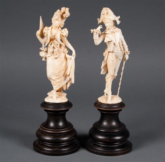 Pair of Continental carved ivory
