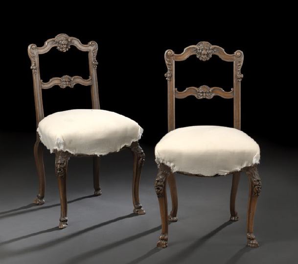 Pair of Continental Carved Mahogany