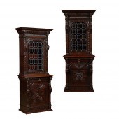 PAIR OF CONTINENTAL CARVED OAK