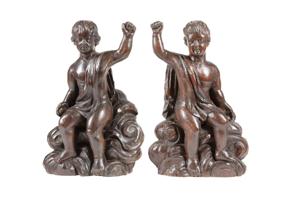 PAIR OF CONTINENTAL CARVED WALNUT