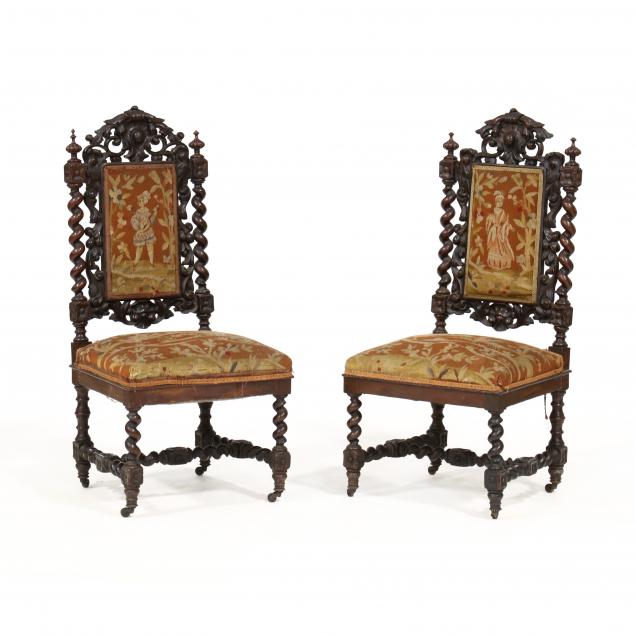 PAIR OF CONTINENTAL CARVED WALNUT