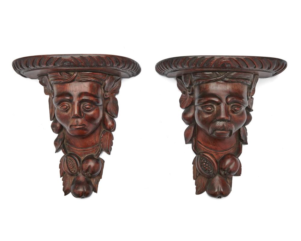 PAIR OF CONTINENTAL CARVED WALNUT