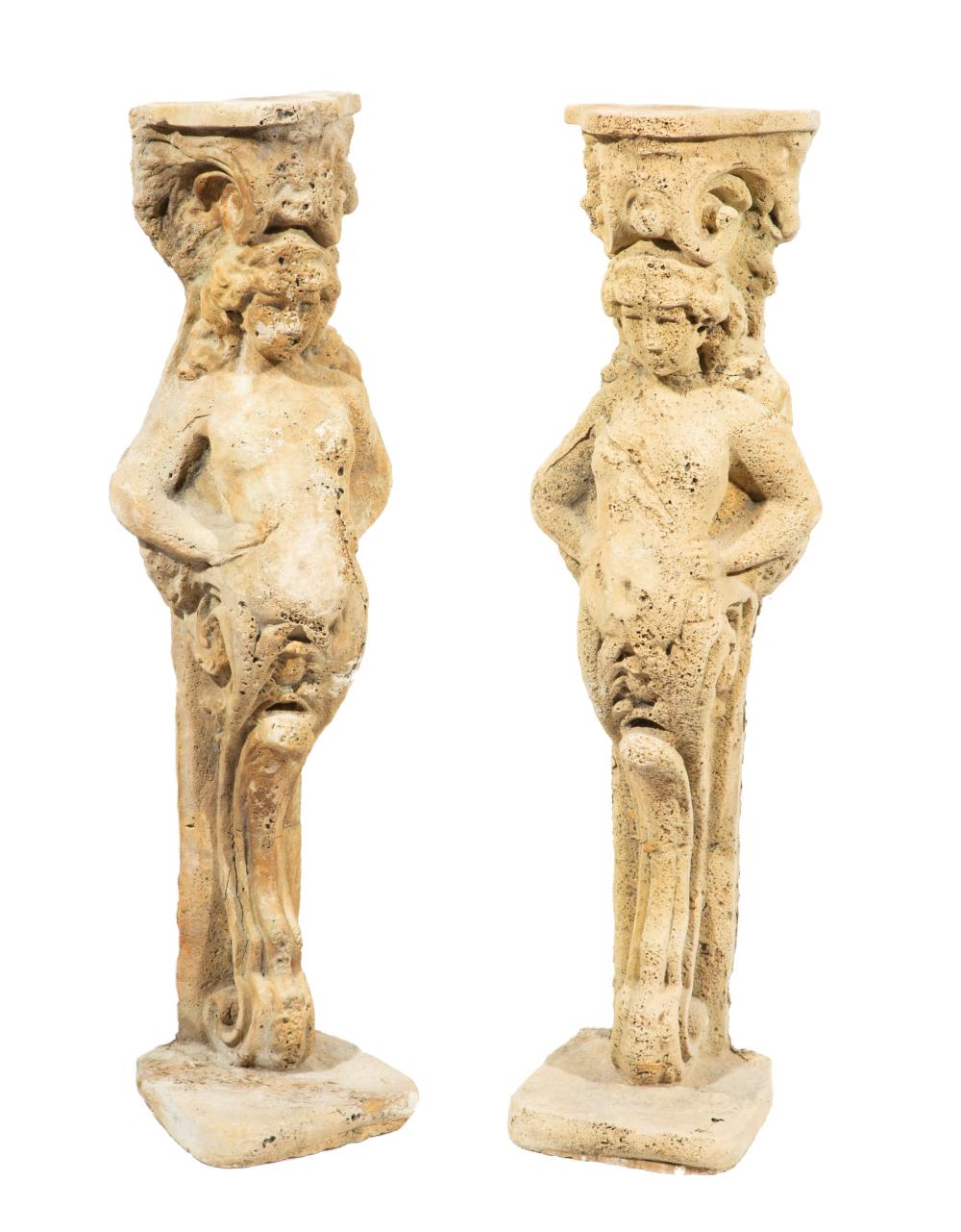 PAIR OF CONTINENTAL CAST STONE TERM