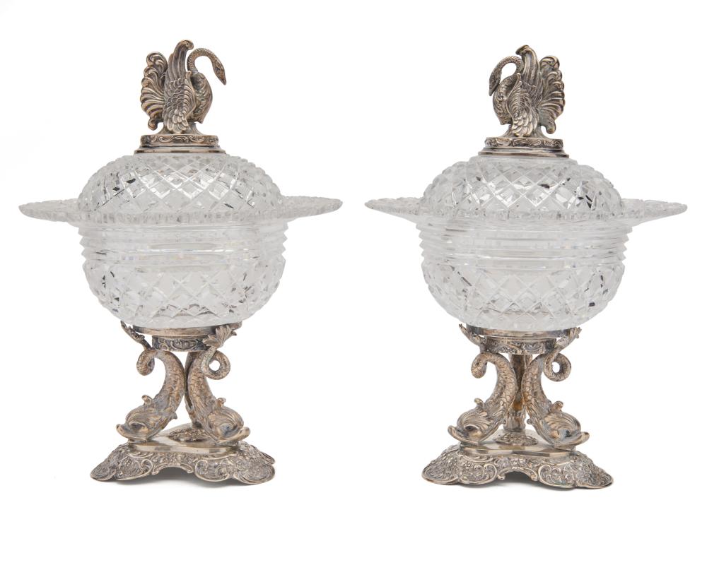 PAIR OF CONTINENTAL CUT-GLASS AND