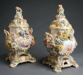 PAIR OF CONTINENTAL FLORAL ENC