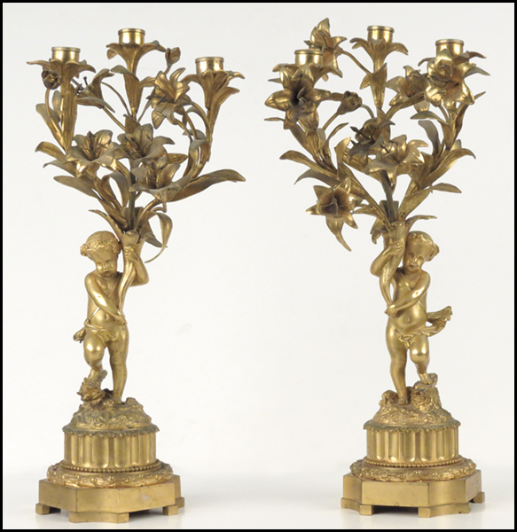 PAIR OF CONTINENTAL GILT BRONZE