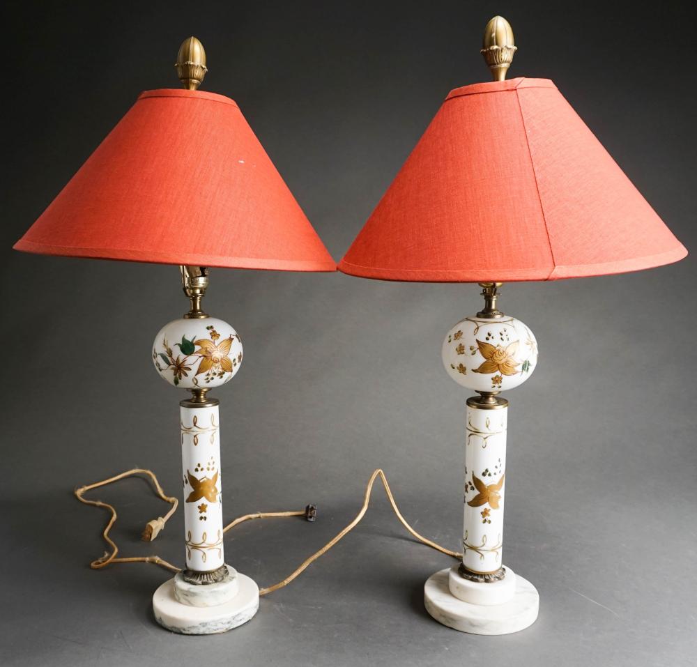 PAIR OF CONTINENTAL MILK GLASS