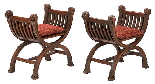 PAIR OF CONTINENTAL OAK CURULE