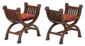 PAIR OF CONTINENTAL OAK CURULE