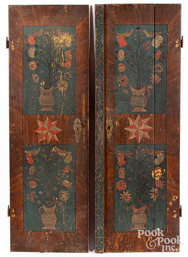 PAIR OF CONTINENTAL PAINTED ARMOIRE