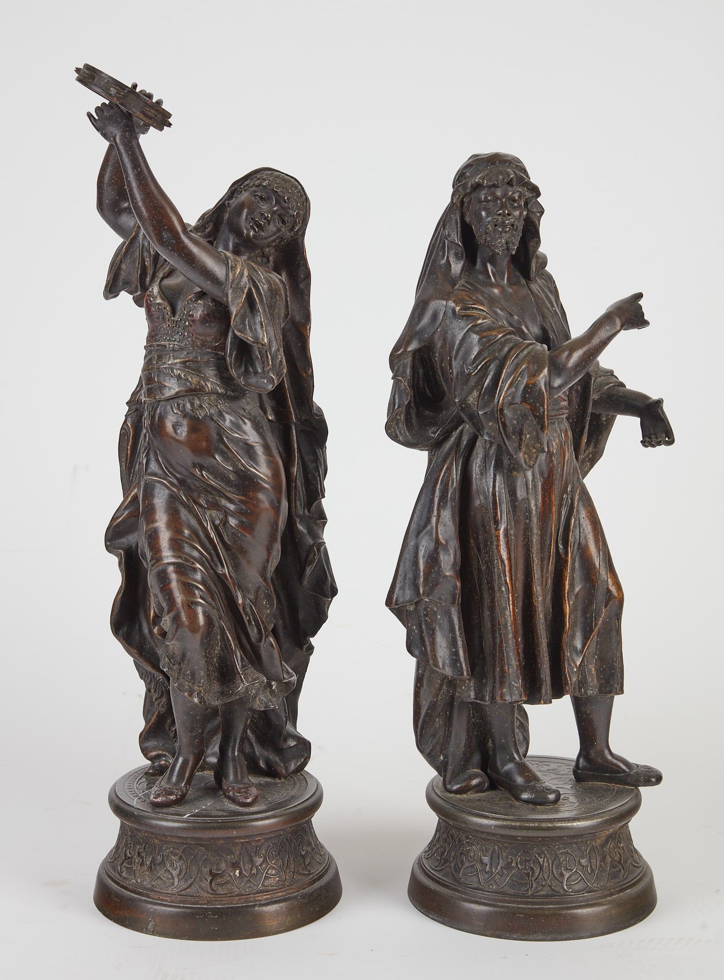 PAIR OF CONTINENTAL PATINATED METAL