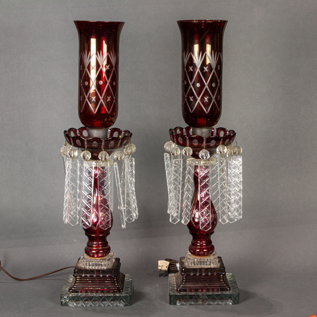 PAIR OF CONTINENTAL RUBY FLASHED