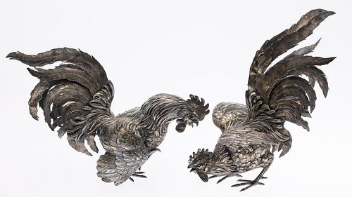 PAIR OF CONTINENTAL SILVER FIGHTING