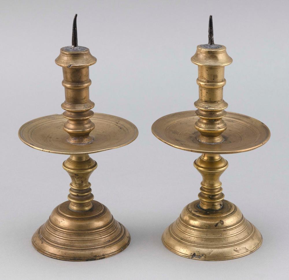 PAIR OF CONTINENTAL SPUN BRASS