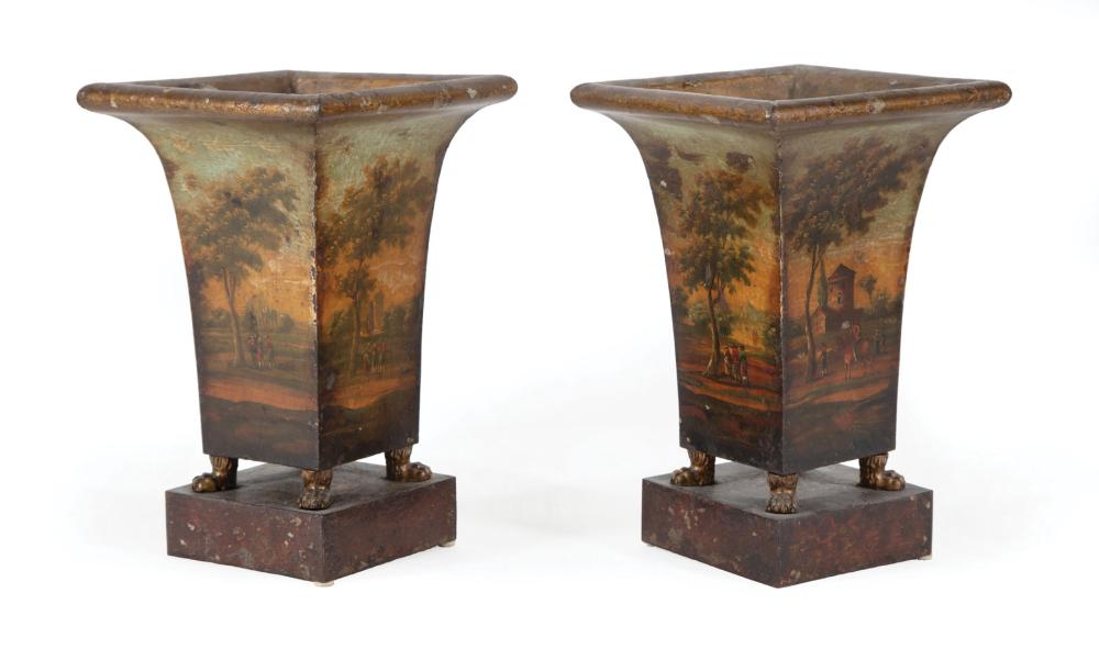 PAIR OF CONTINENTAL TOLE SCENIC