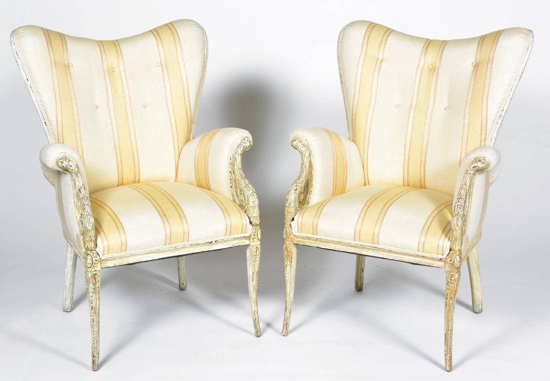 PAIR OF CONTINENTAL UPHOLSTERED